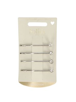 Solida Schuifspeld Strass Zilver 4st.