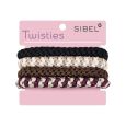 Sibel Twisties Haarelastieken Bruin/Zwart 4 st.