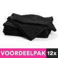 12 Stuks Handdoek Diep Zwart 34x85cm Voordeelpakket