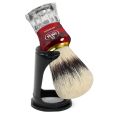 Omega Scheerkwast Hi-Brush Synthetisch Haar Met Dassenhaareffect Rood/Transparant Handvat 11cm