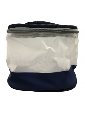 Etui Rond Blauw/Wit met handvat