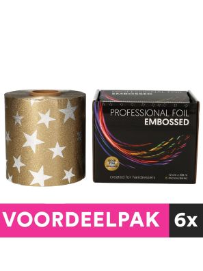Folie Aluminium Rol Gold Star Embossed 12cmx100m 15MU Voordeelpakket