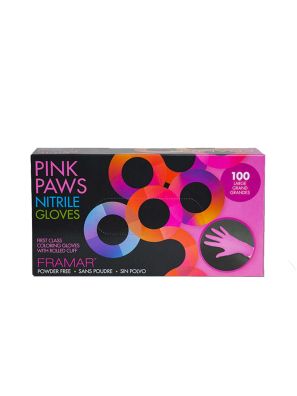 Framar Pink Paws Poedervrije Nitrile Handschoenen Maat Large 100st.