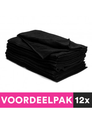 12 Stuks Handdoek Diep Zwart 50x85cm Voordeelpakket