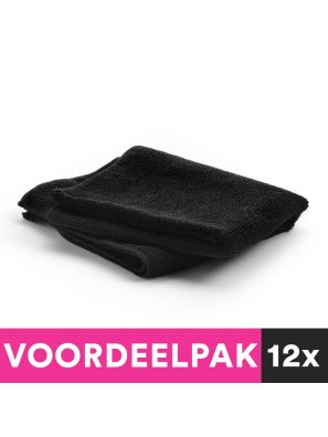 12 Stuks Handdoek Micro Fiber 50x90cm Zwart Voordeelpakket