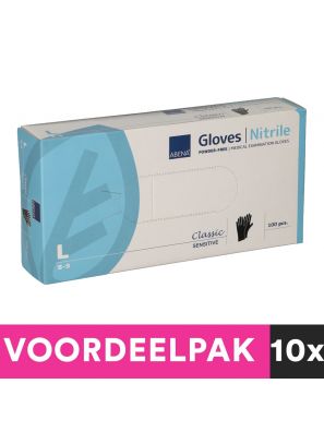 Abena Poedervrije Nitrile Handschoenen Maat Large 100 stuks Zwart Voordeelpakket