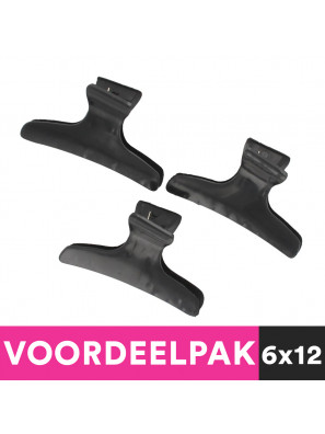 6x12 Stuks Wegzet Klem Medium Zwart Voordeelpakket