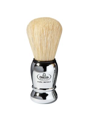 Omega Scheerkwast Varkenshaar Chrome Handvat 10cm