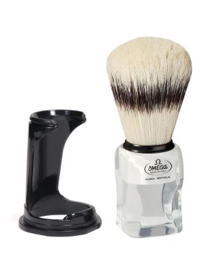 Omega Scheerkwast Varkenshaar Met Dassenhaareffect Transparant + Standaard 11cm