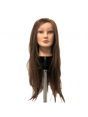 Beaux Cheveux Oefenkop Dames Ingrid 100% Synthetisch haar Bruin