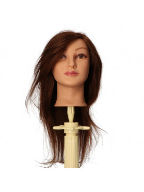 Beaux Cheveux Oefenkop Dames Petra 100% Human Haar Bruin