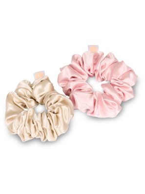 Beauty Pillow Luxury Silk Scrunchies - Champagne &amp; Pink