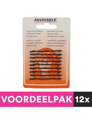 12 Stuks Invisible Schuifjes Newey Kaartje Bruin Kort Voordeelpakket