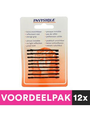 12 Stuks Invisible Schuifjes Newey Kaartje Zwart Kort Voordeelpakket