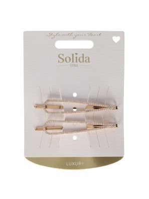 Solida Schuifspeldjes Goud Druppel Met Strass 2st.