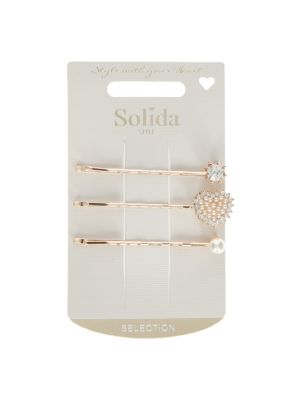 Solida Schuifspelden Goud Parel Strass Hart 3st.