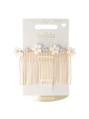 Solida Insteekkam Goud met Bloemen en Strass