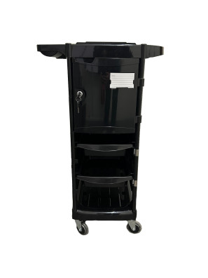 Werkwagen Zwart 5 Lades met Lockable Deurtje en Skeelerweeltjes