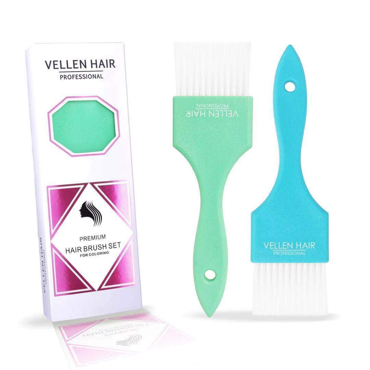 Vellen Hair Verfkwast set 2st. Green/Blue